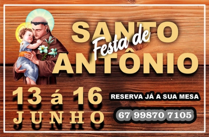 Novo Belo Horizonte divulga a programação da “Festa de Santo Antônio”.