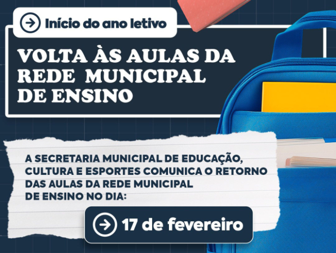 SEMECE de Alcinópolis informa que as aulas retornam no dia 17 de fevereiro