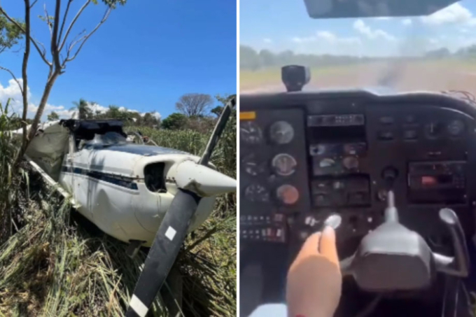 Piloto perde controle de avião e cai em plantação da fronteira