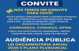 Figueirão convoca população para Audiência Pública sobre PPA e LOA