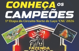 Conheça os Campeões da 1ª Etapa do Circuito Norte de Laço (CNL) 2026, realizado na Fazenda Bruno