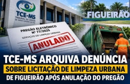 TCE-MS arquiva denúncia sobre licitação de limpeza urbana de Figueirão